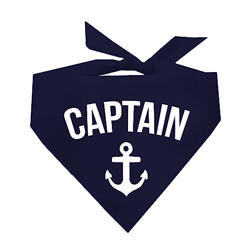 Captain Dog Bandana | 100% Cotton | Made in USA | Boat & Fishing | Beach & Lake | Summer | Outdoors | Photoshoot Prop | Father's Day |Navy, X-Small (263)