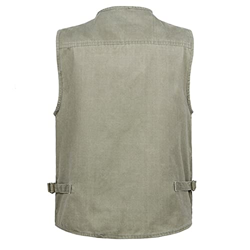 Alloaone Summer Big Size Cotton Sleeveless Vest With Pockets Men Multi Pocket Photograph Waistcoat3