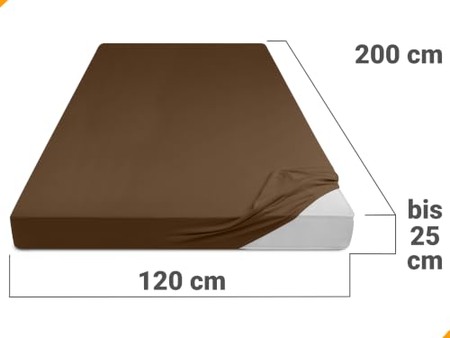 npluseins Jersey Spannbetttuch Baumwolle, 120x200 cm, Schokobraun – Ansicht 3