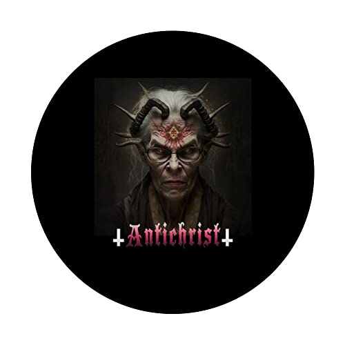 Antichrist, satan, evil nun, satanist, gothic, devil PopSockets Swappable PopGrip, Black - Image 3