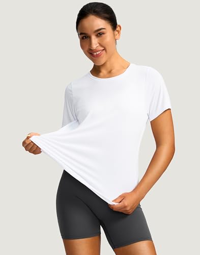 Image of Women's Short Sleeve Workout Shirts UPF 50+ Sun Protection T-Shirts Quick Dry Breathable Gym Running Hiking Tops for Women