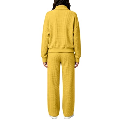 eoeioa 2 Piece Waffle Lounge Set Women Going Out Fall Work Outfits 2026 - image 3