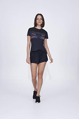 Alto Giro Calça de Atletismo Sobreposto Sheer Drape Feminino,M, Preto