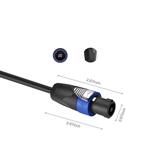 pro 50 feet 12awg speakon to speakon cable - heavy duty 50ft 12 gauge speaker wire cord with twist lock for audio amplifier - single