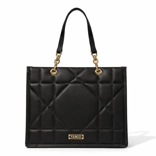 Image of Fargo Matrix Tote Bag for Women | Vegan Leather Handbag with 15-Inch Laptop Compartment, Smooth Zip | Stylish Office, College & Daily Use Tote | Made in India