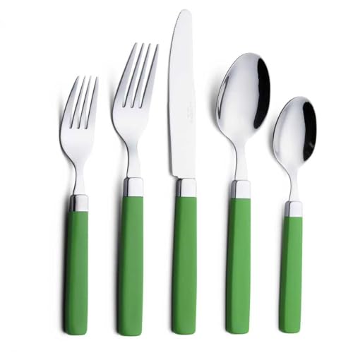Annova 20-teiliges Edelstahl-Besteck-Set – farbige Griffe – 4 x Menuegabeln, 4 x Salatgabeln, 4 x Menümesser, 4 x Esslöffel, 4 x Teelöffel –...