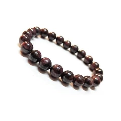 Gift Zone | Garnet Bracelet 8mm Natural 24 Beads Round Bracelet,Stone Bracelet for Men & Women Cover