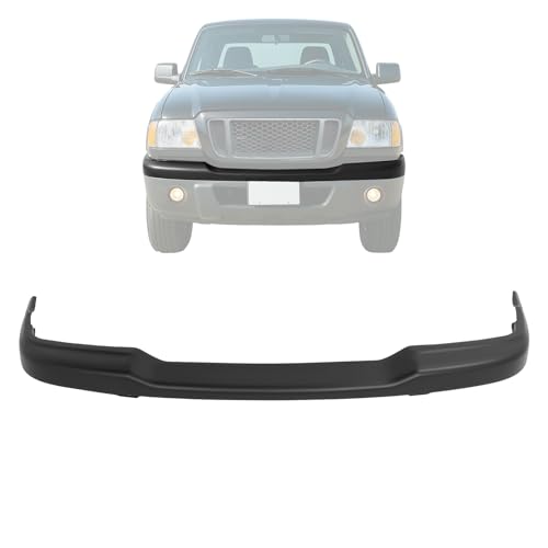 KUAFU Front Bumper Cover Compatible with 2001-2005 Ford Ranger 4WD w/Fog Lamps Replacement for 1L5Z17757JA FO1002380 Bumper Face Bar w/License Plate Provision Powder Coated Black Steel