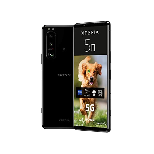 Sony Xperia 5 III,Pantalla OLED FHD+ HDR de 6.1' 21:9,Frecuencia de actualización de 120Hz,Cuatro opciones de lentes,Android 11,Sin SIM,Doble SIM híbrido,Negro (renovado) (Reacondicionado)