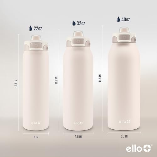 Image of Ello Pop & Fill Insulated Stainless Steel Water Bottle with Quick Fill Lid, Leakproof Locking, Sip or Chug Spout, BPA-Free, Double Wall Vacuum Insulated for Sports, Travel & School- 22oz / 32oz / 40oz