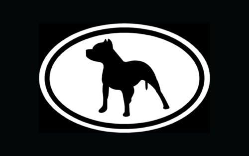 Pitbull Sticker White Oval Dog Puppy Euro Vinyl Decal Cute C