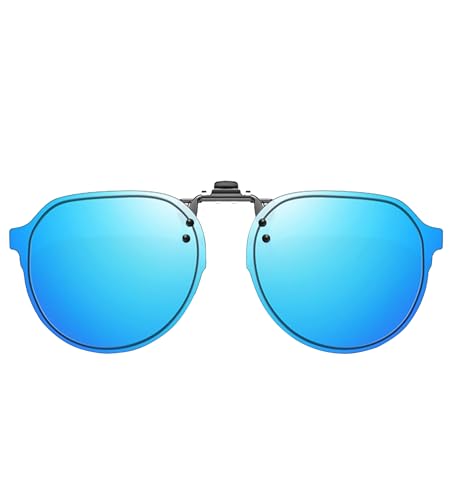 Clip On Retro Round Sunglasses for Men Women, Flip Up Metal Clip UV400 TAC Lens