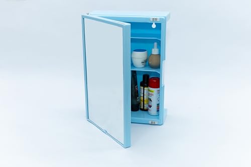 Image of zahab Bathroom Cabinet with Mirror Multipurpose Wall Mounted Storage Cabinet with Magnetic Door Blue