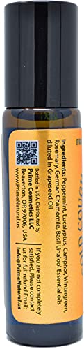 Prime Natural Cold Cough Congestion Relief Essential Oil Roll On (10Ml), Pre-Diluted Ready To Use Roller For Sinus, Sore Muscle, Headache & Sleep #TOP4