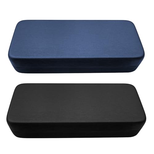 Aletolek 2 Pcs Hard Shell Eyeglasses Case,Protective Case for Glasses,Glasses Case Hard Shell,PU Leather Glasses Case,Unisex Hard Glasses Case (blue)