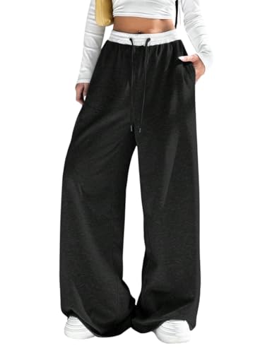 Image of dockstreet Straight Long Length Trouser Style Drawstring Contrast Belt Black and White Trackpant for Women /Trending, Relaxed Casual Lowers for Women