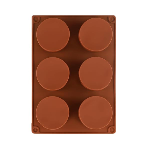 Selecto Bake Cylinder Silicone Mould, 1 Pack 6-Cavity Round Cylinder Mold for Cupcake Handmade Soap, Muffin, Cake, Cheesecake