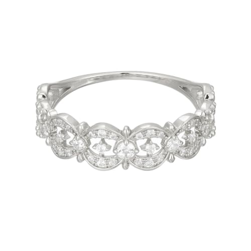 Image of Women's White Gold 9 Carat 375 Wedding Band Rings Moissanite, Size U 1/2