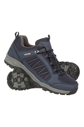 Mountain Warehouse Path Mens Walking Shoes - Waterproof Gym Shoes, Breathable Running Shoes, Mesh Lining with High Traction Sole Hiking Boots - for Stability & Grip Navy Adult Shoe Size 10