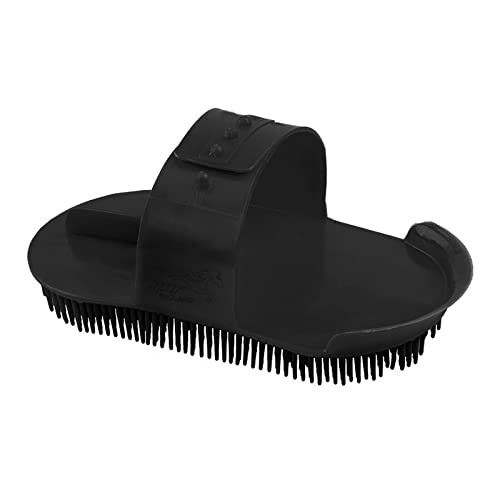 Plastic Curry Comb with Adjustable Strap Horse Pony Care Grooming (Black)