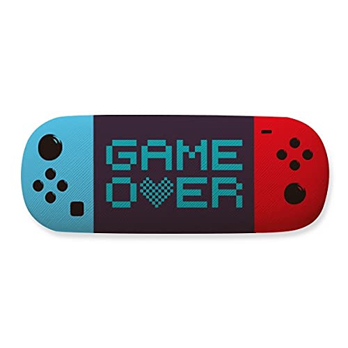 Étui lunettes Game Over bleu antichoc avec doublure anti-rayures