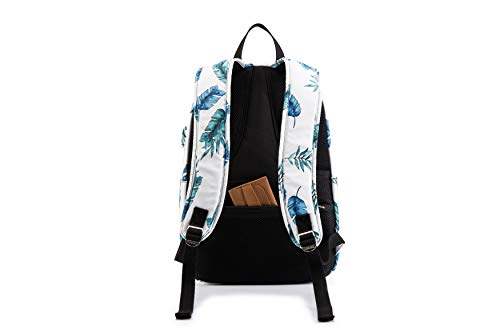 Kinmac Waterproof Laptop Travel Outdoor Backpack with USB Charging Port for 13 inch 14 inch and 15.6 inch Laptop (Banana Leaf)