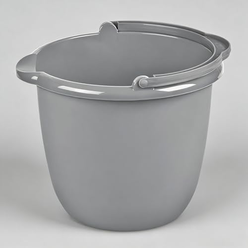 10 Qt. Spout Pail Classic Titanium Gray Plastic Bucket with Pour Spout and Handle for Cleaning Mopping Gardening