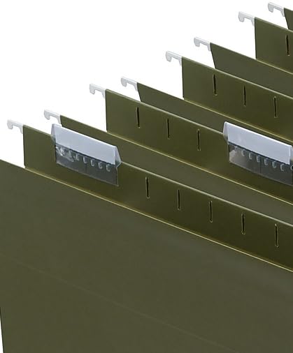 Image of Staples Hanging File Folders, Legal Size, 5-Tab, Green, 100 /Carton | Durable construction for everyday legal-size document storage and filing.