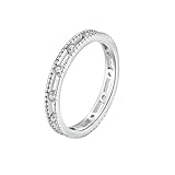 BCughia Anillo de oro blanco para mujer 375 585, anillo de oro auténtico para mujer, hueco con forma redonda, moissanita, anillos de boda, tamaño 47-62, Oro blanco 585 de 14 quilates, Moissanita