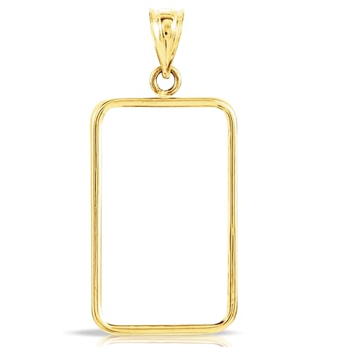 Roy Rose Jewelry 14K Gold Tab Back Bezel Pendant for Swiss Pamp Suisse Credit Bar | Jewelry Making Supplies, Gold Charm Frame, Open Bezels for Jewelry, and Charms for Necklaces or Bracelets - 1/4 oz