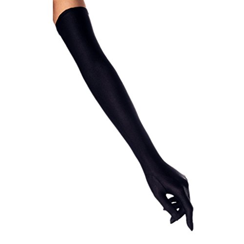 DreamHigh Women's Party Wedding 21" Long Satin Finger Gloves Black