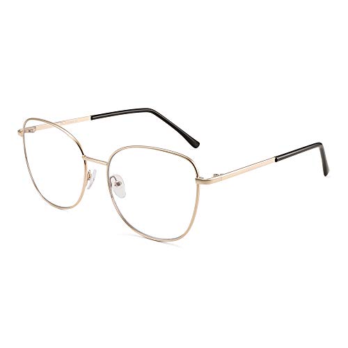 GLINDAR Blue Light Blocking Glasses Metal Frame Computer Glasses Anti Eyestrain, Reduce Headache Gold