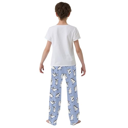 ZZXXB Penguins Skating Boys Long Pants Soft Trousers Elastic Waist Kids Lounge Bottoms with Pockets S-XL3