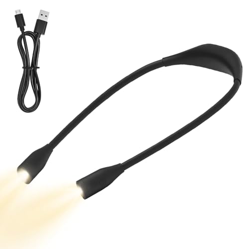 Wapasezyar Lámpara de lectura para cuello, lámpara de cuello de punto con 3 colores, 9 brillo, regulable sin niveles, lámpara de libro de silicona, plegable, lámpara de lectura, libro para lectura