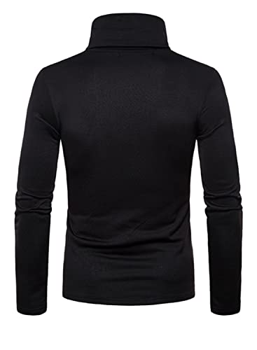 Maquide Men's Casual Slim Fit Basic Tops Knitted Thermal Turtleneck Pullover Sweater Black #TOP2