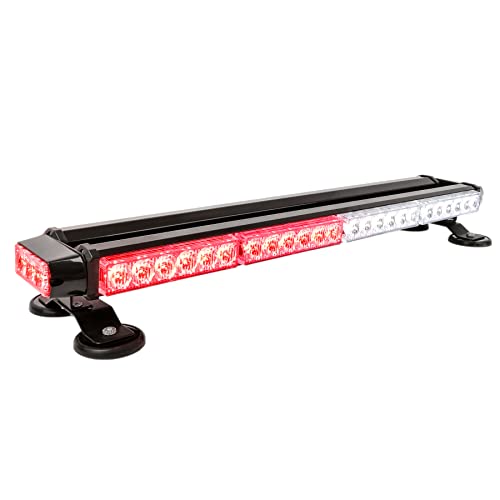 26.5" White Red 54 LED Fire Fighting Emergency Warning Light Bar Flash Strobe Light Bar Traffic Advisor Double Side with Magnetic Base for Truck (26.5" 54LED, White/Red)
