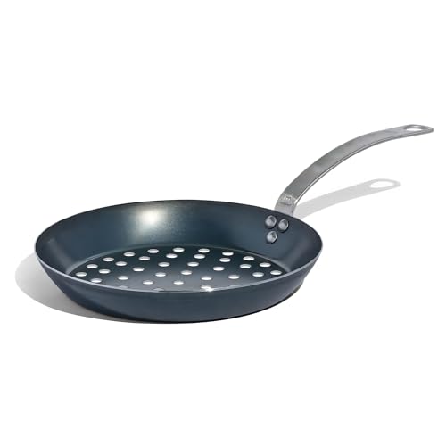 Made In Cookware – 11″ Blue Carbon Steel Grill Frying Pan – (Like Cast Iron, but Better) – Professional Cookware – Crafted in France – Induction Compatible