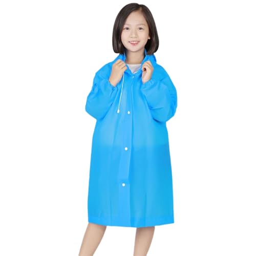 Kids Rain Jacket Waterproof Hooded Cuffed Sleeve Button Down Long Jackets Kids Fall Lightweight School Coat Outwear