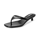 vivianly Women's Flip Flops Kitten Heel Sandals Backless Slippers Stiletto Heel Pinch toe Sandals Slip on Slides Mules size 6.5