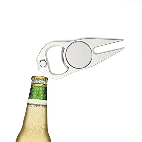IKAAR Golf Divot Repair Tool, Golf Divot Tool with Ball Marker and Bottle Opener, Metal 3 in 1 Multi-function Golf Divot Repair Pitch Fork Silver - Image 7