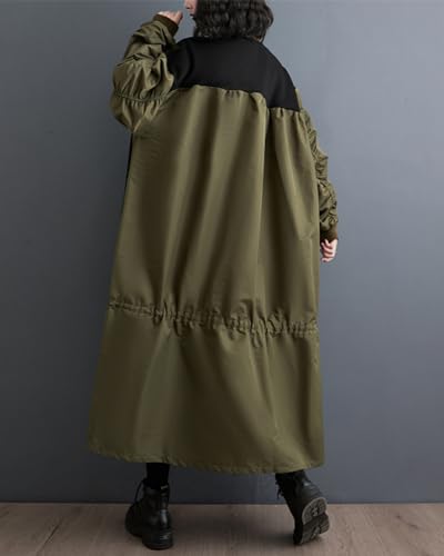 Robe Longue Manches Plissées ellazhu au Design Géométrique Original