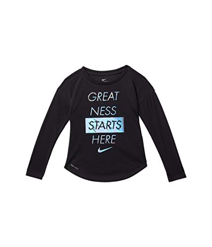 Nike Baby Girl's Dri-FIT Greatness Long Sleeve Graphic T-Shirt (Toddler) Black 4T Toddler