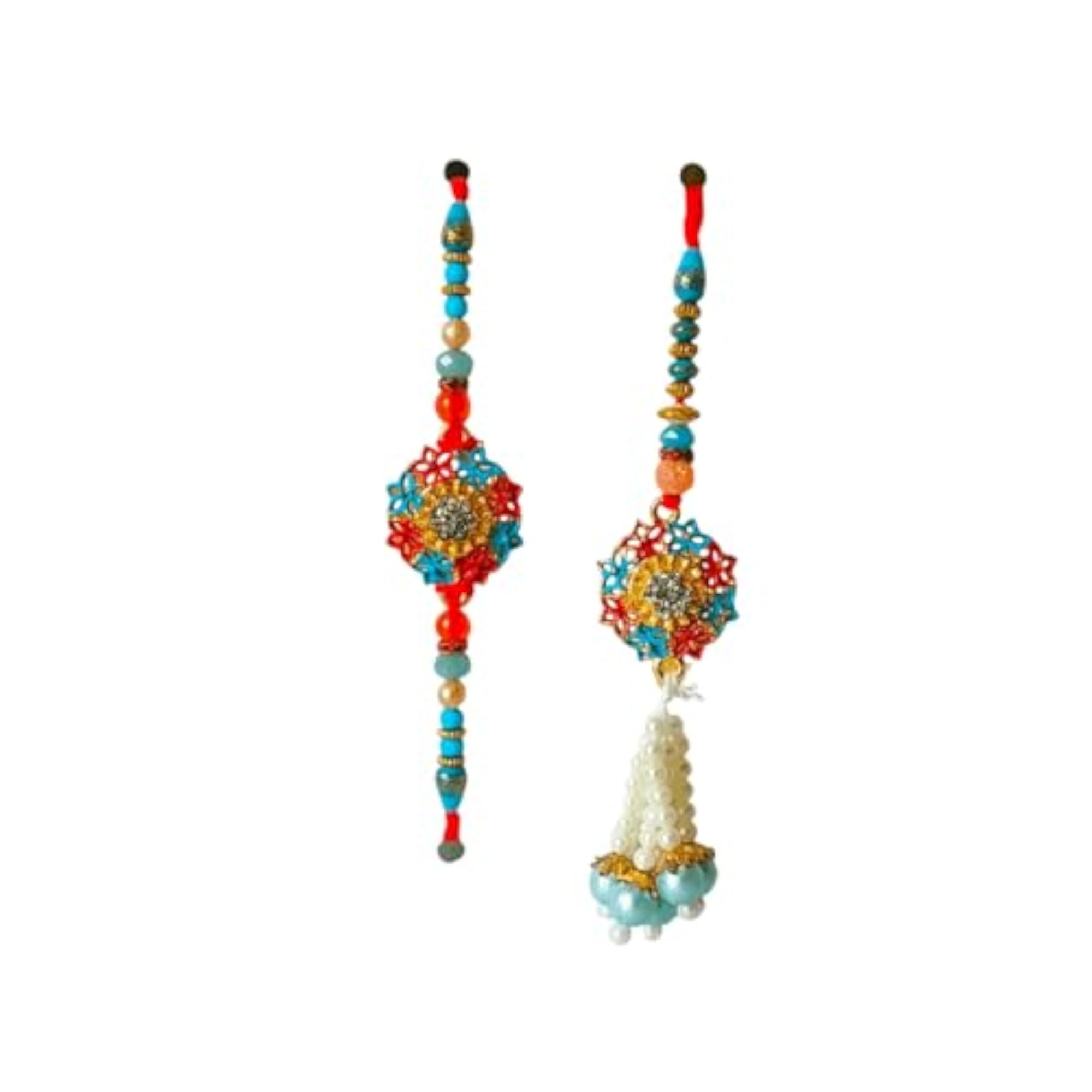Traditional Lumba and Rakhi Set, Thread and Metal Combo