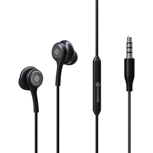 Image of MAKPOWER 3.5mm Wired in Ear Earphones, in-Line Mic, Deep Bass, 1.2M Strong and Long Lasting Brided Cable, Light Weight, Compatible with Mobile | Tablet | Laptop