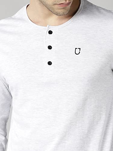 Image of Urbano Fashion Men's Solid Henley Neck Slim Fit Full Sleeve Cotton T-Shirt