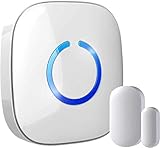 Hands-Free Door Chime or Window Alert with Magnetic Sensors, Activates When Door or Window is Opened, Door Open Chime or Window Alert, 1 Mini Discrete Door Sensors + 1 Plug-in Receiver