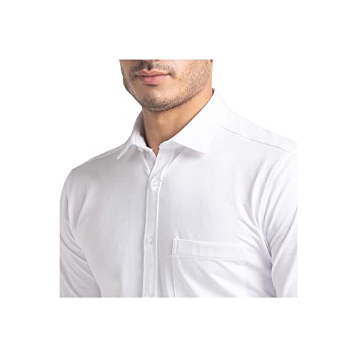Image of Park Avenue Men's Cotton Blend Solid Pattern Slim Fit Narrow Collar Full Sleeve Formal Shirt