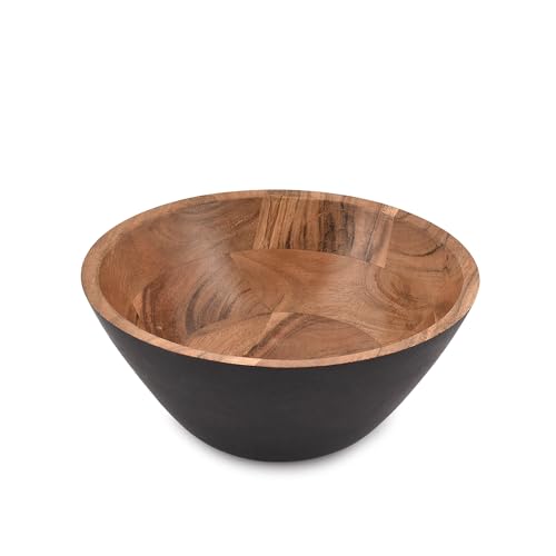 Indus Lifespace Frutero decorativo de madera negra de acacia para alimentos, frutas, ensaladas, palomitas de maíz y decoración para encimera de cocina o centro de mesa de granja (22,86 cm x 22,86 cm x