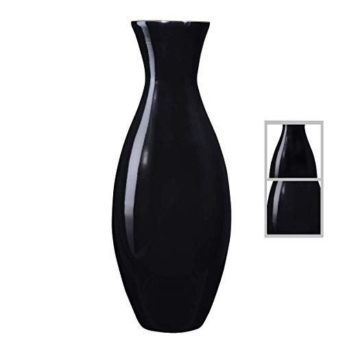image for VILLACERA Handcrafted 20” Tall Black Classic Floor Vase for Silk Pla