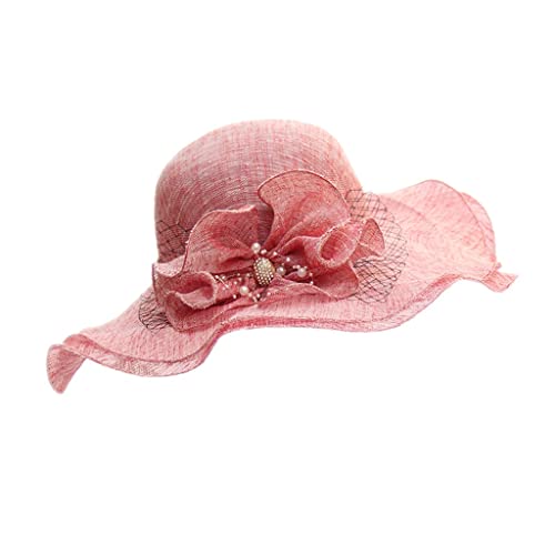 Chapeau de plage coton chanvre YXWYXWA capeline été grand bord anti-UV pour femme
